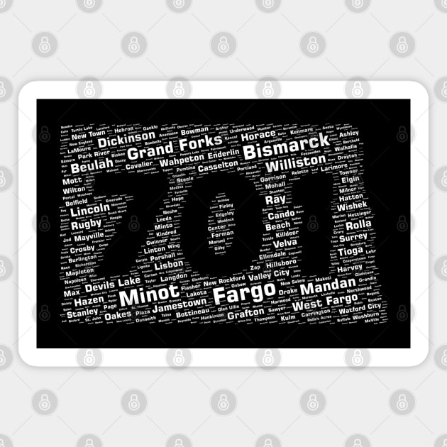 North Dakota Cities 701 Area Code Magnet by shirtonaut